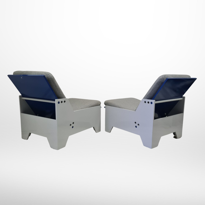 Ein Paar verstellbare Sessel im konstruktivistischen Stil, Niederlande 1980er Jahre