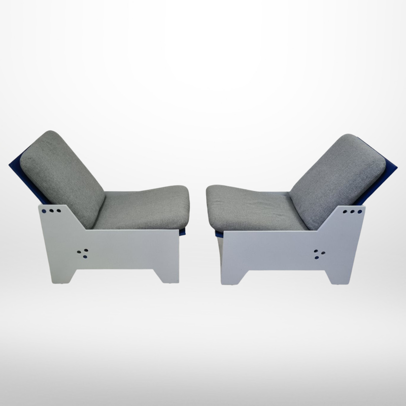 Pair of vintage constructivist adjustable armchairs, Netherlands 1980s