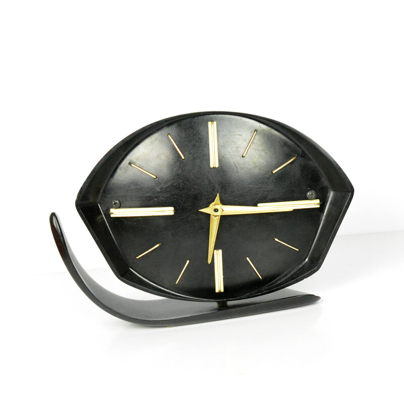 Relógio de mantel bakelite Vintage, Checoslováquia 1950s