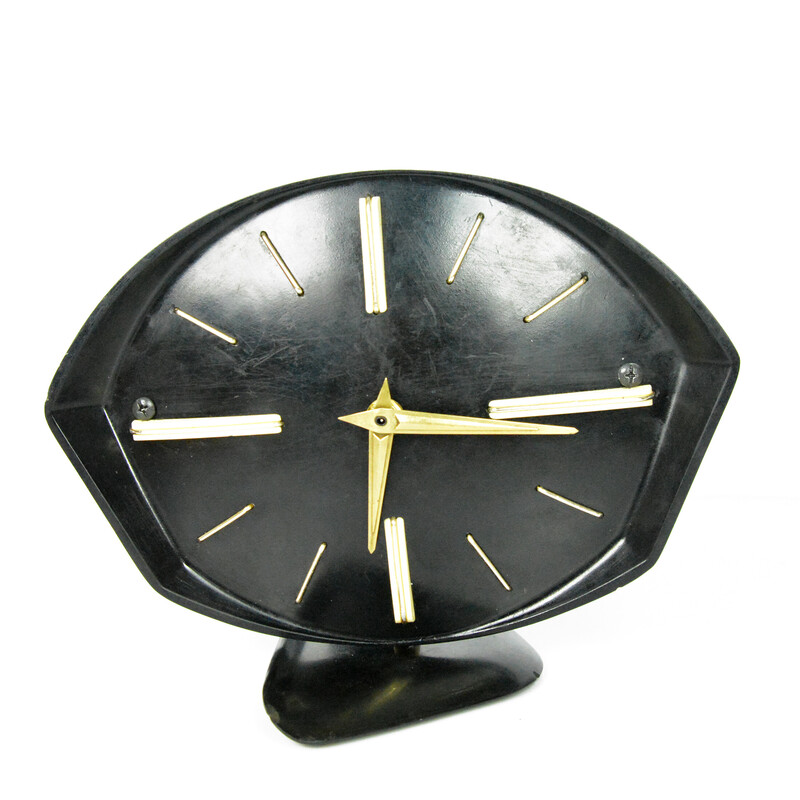 Vintage bakelite mantel clock, Czechoslovakia 1950s