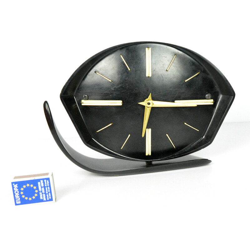 Relógio de mantel bakelite Vintage, Checoslováquia 1950s