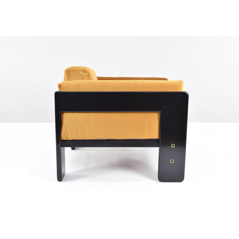 Mid Century velvet and wood Bastiano armchair by Afra and Tobia Scarpa for Gavina, 1960s