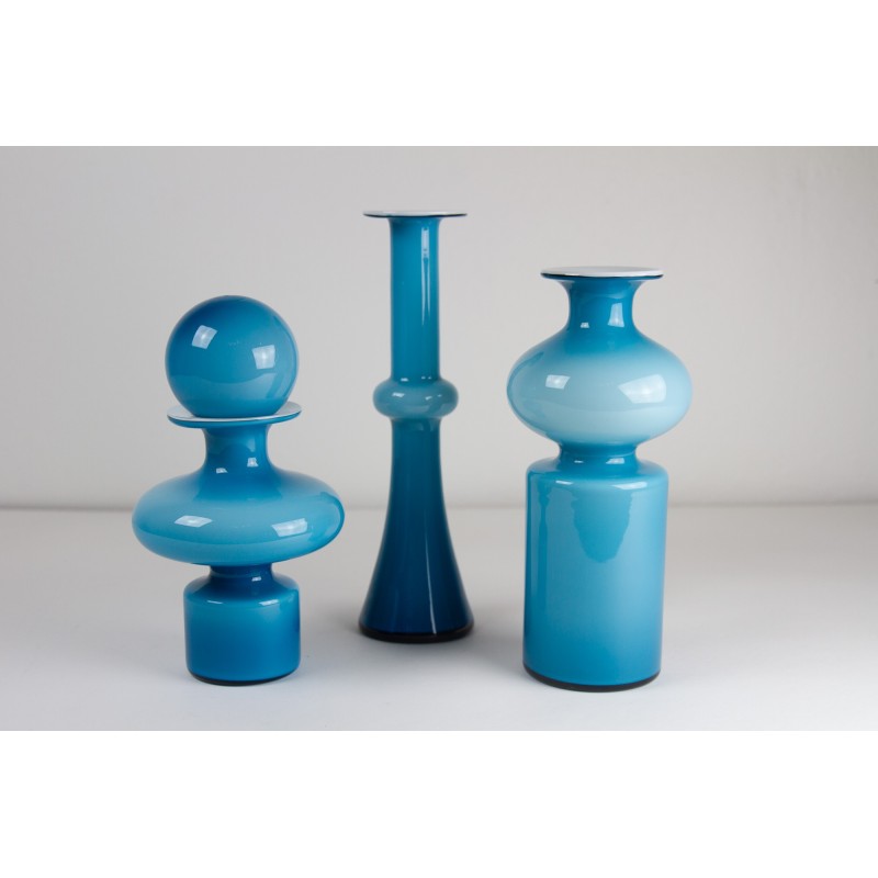 Set of 3 vintage Danish Carnaby vases by Per Lütken for Holmegaard, 1960s