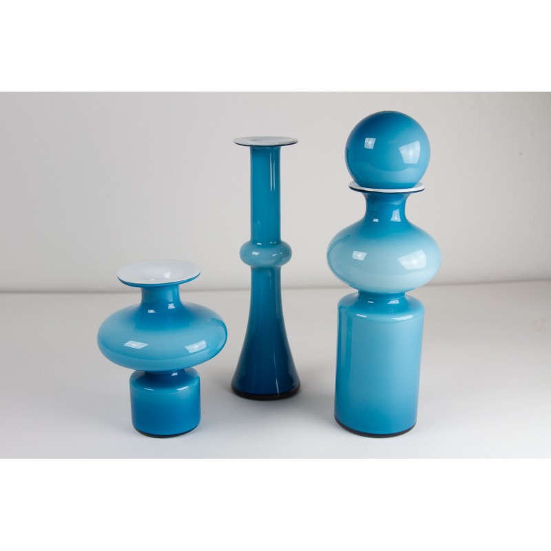 Set of 3 vintage Danish Carnaby vases by Per Lütken for Holmegaard, 1960s