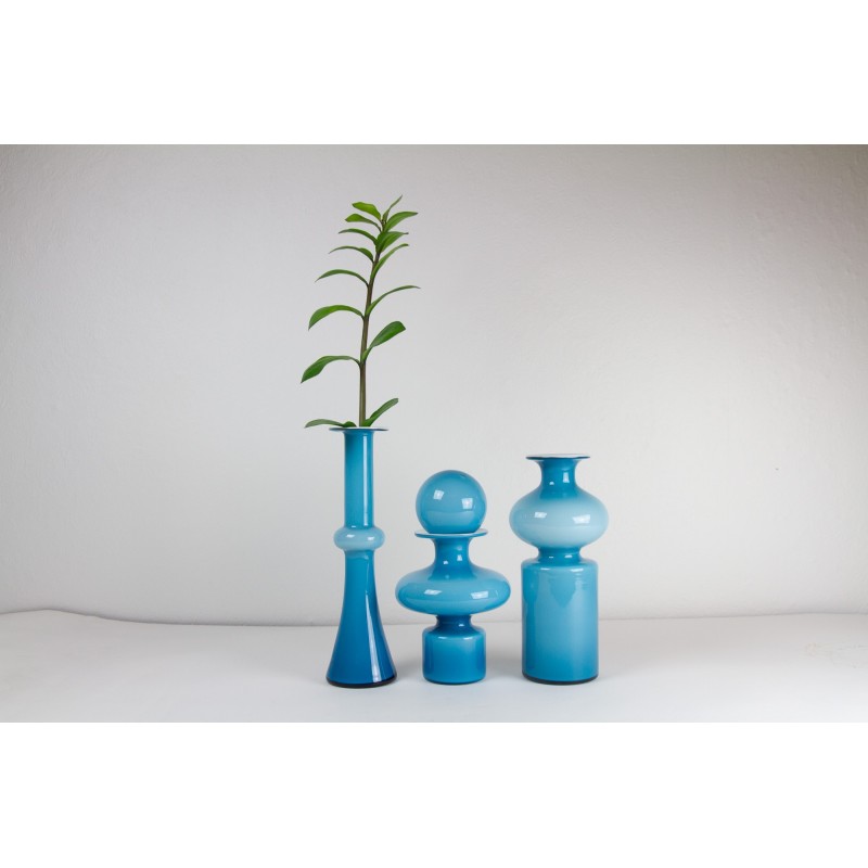 Set of 3 vintage Danish Carnaby vases by Per Lütken for Holmegaard, 1960s