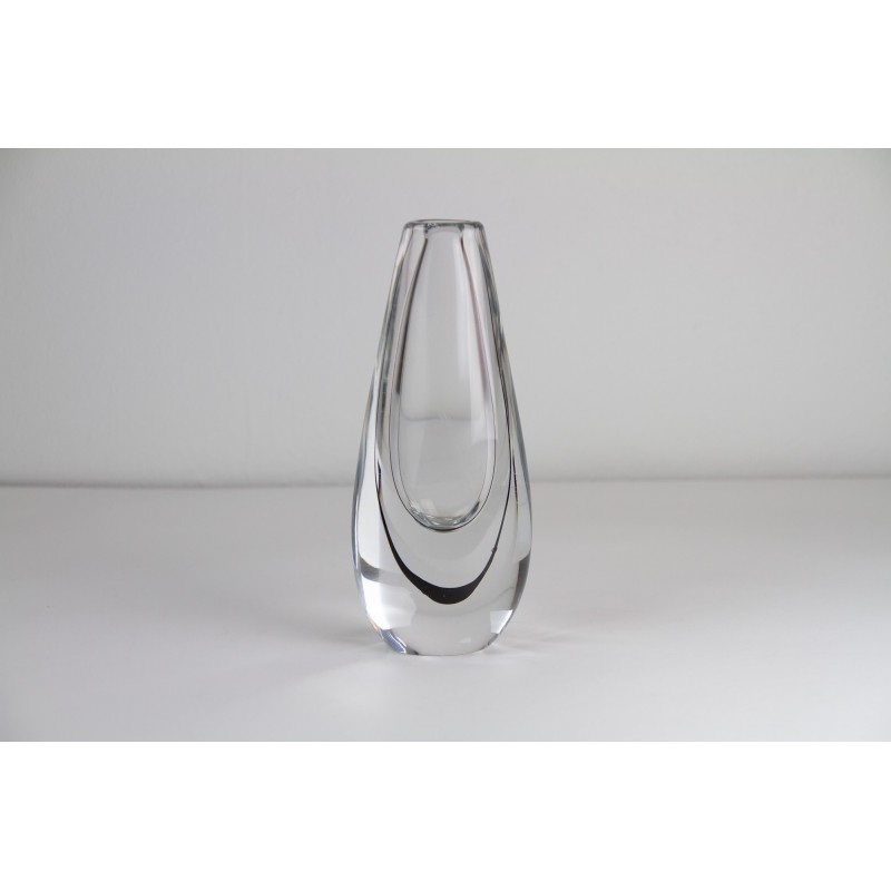 Scandinavian vintage glass vase by Vicke Lindstrand for Kosta, 1950s