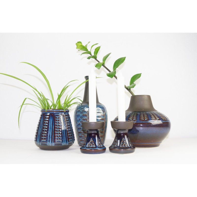 Set of 5 mid-century Danish stoneware vases by Søholm, 1960s