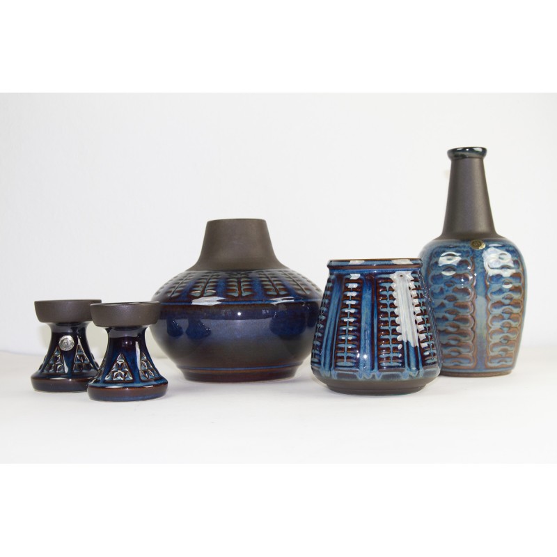Set of 5 mid-century Danish stoneware vases by Søholm, 1960s
