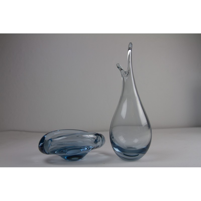 Set of 5 vintage Danish Holmegaard Aqua vases by Per Lütken, 1960s