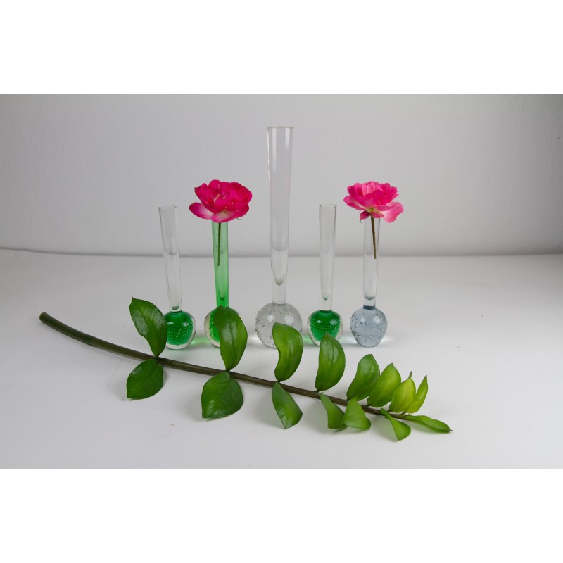 Set of 5 vintage Orchid bubble vases by Per Lütken for Holmegaard, 1950s