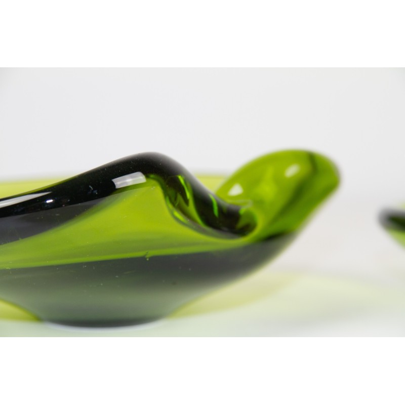 Pair of vintage Danish Maygreen glass bowls by Per Lütken for Holmegaard, 1950s