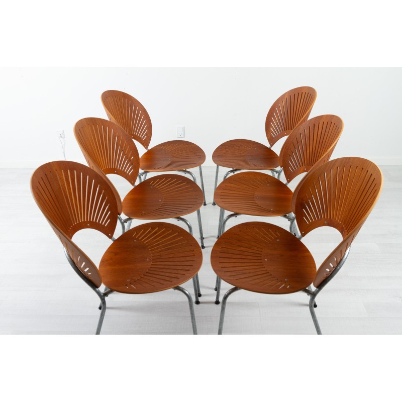 Set of 6 vintage Trinidad teak dining chairs by Nanna Ditzel for Fredericia, Denmark 1990s