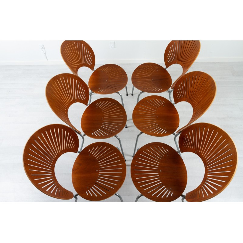 Conjunto de 6 cadeiras de jantar vintage Trinidad teak por Nanna Ditzel para Fredericia, Dinamarca 1990