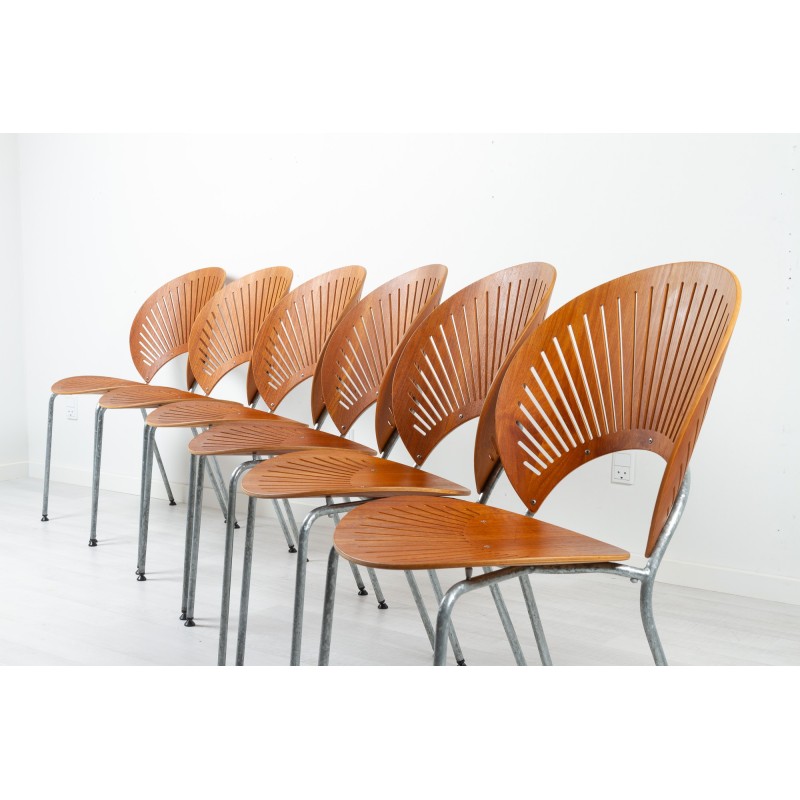 Set of 6 vintage Trinidad teak dining chairs by Nanna Ditzel for Fredericia, Denmark 1990s