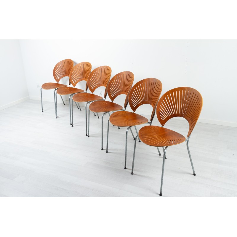 Set of 6 vintage Trinidad teak dining chairs by Nanna Ditzel for Fredericia, Denmark 1990s