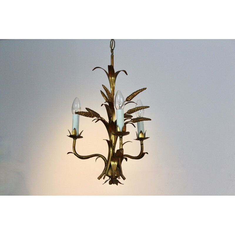 Vintage exótico Hollywood Regency wheat sheaf chandelier by Hans Kögl, Alemania 1970s