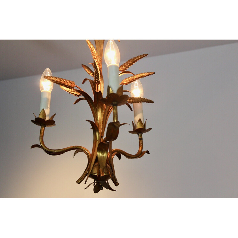 Vintage exotic Hollywood Regency wheat sheaf chandelier by Hans Kögl, Germany 1970s