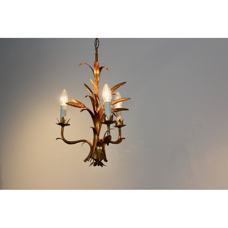 Vintage exotic Hollywood Regency wheat sheaf chandelier by Hans Kögl, Germany 1970s