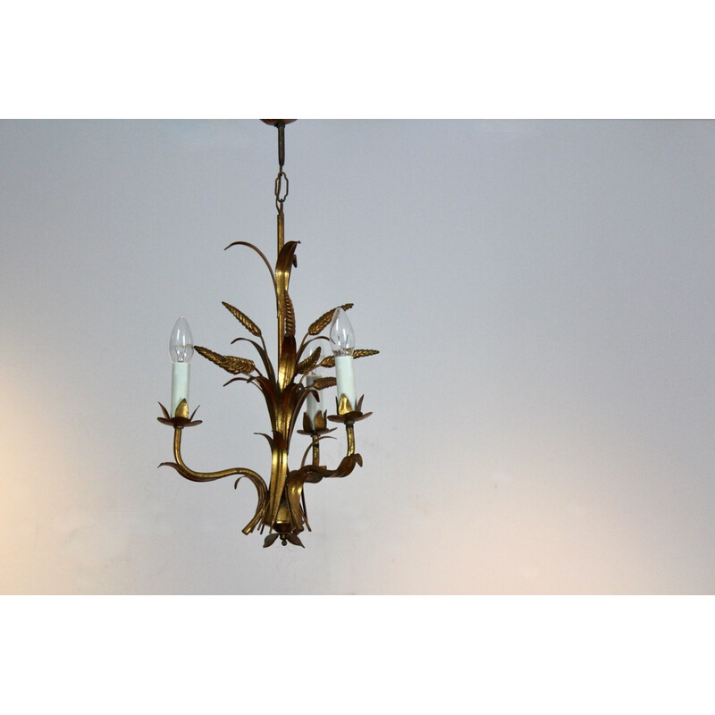 Vintage exótico Hollywood Regency wheat sheaf chandelier by Hans Kögl, Alemania 1970s