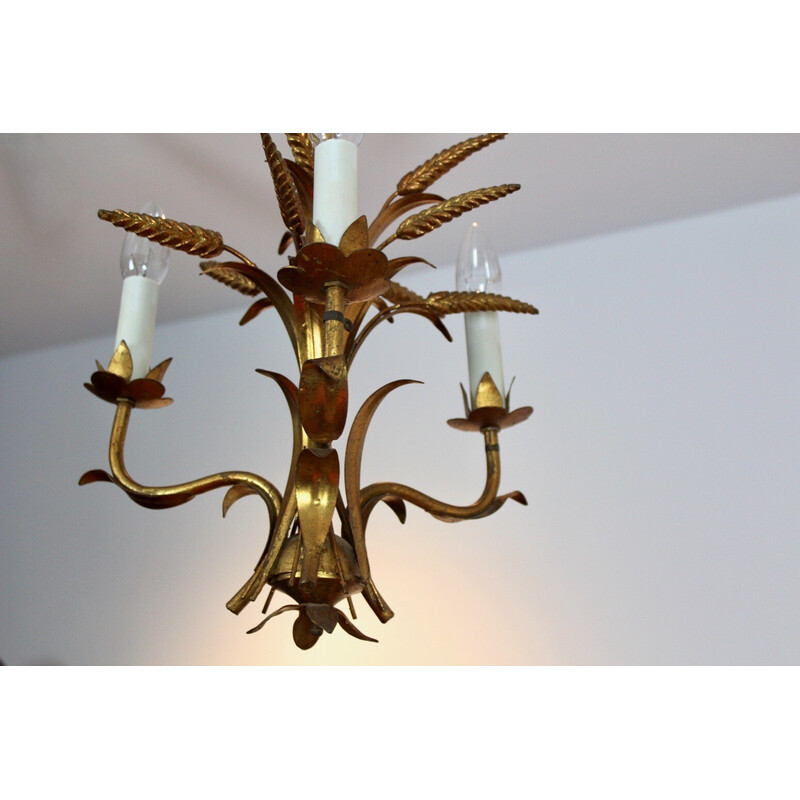 Vintage exotic Hollywood Regency wheat sheaf chandelier by Hans Kögl, Germany 1970s