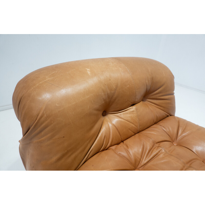 Mid-century Soriana leather armchair by Tobia and Afra Scarpa, 1970s
