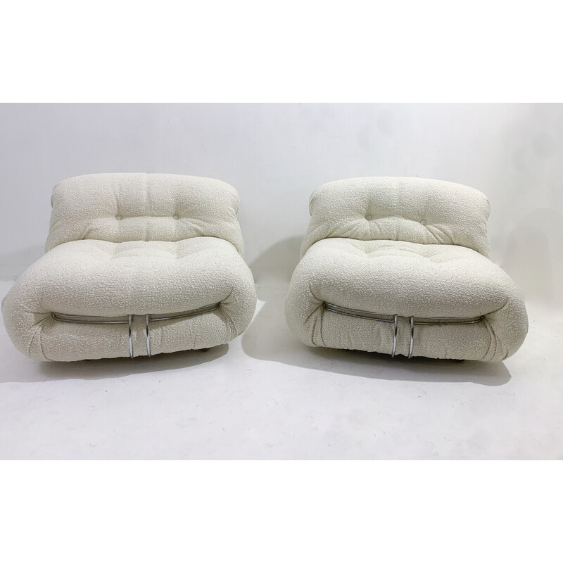 Paar vintage "Soriana" fauteuils van Afra en Tobia Scarpa voor Cassina, Italië 1970