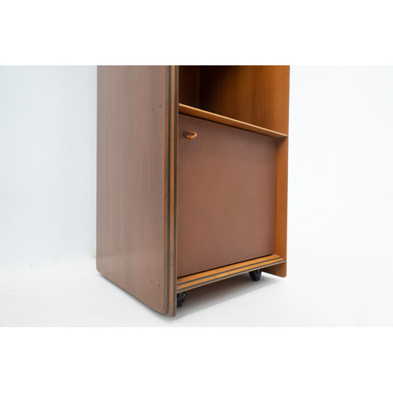 Vintage Artona shelf in wood and leather by Afra & Tobia Scarpa for Maxalto, 1970s