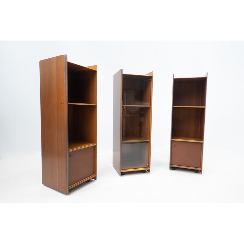 Vintage Artona shelf in wood and leather by Afra & Tobia Scarpa for Maxalto, 1970s