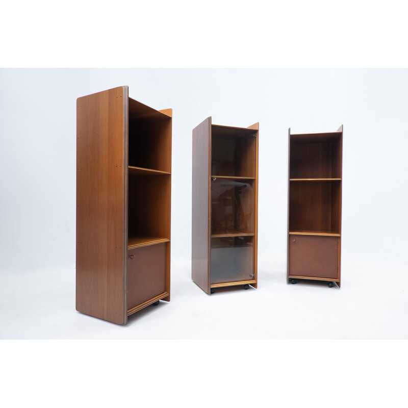 Vintage Artona shelf in wood and leather by Afra & Tobia Scarpa for Maxalto, 1970s