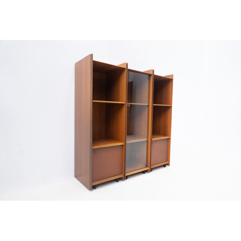 Vintage Artona shelf in wood and leather by Afra & Tobia Scarpa for Maxalto, 1970s