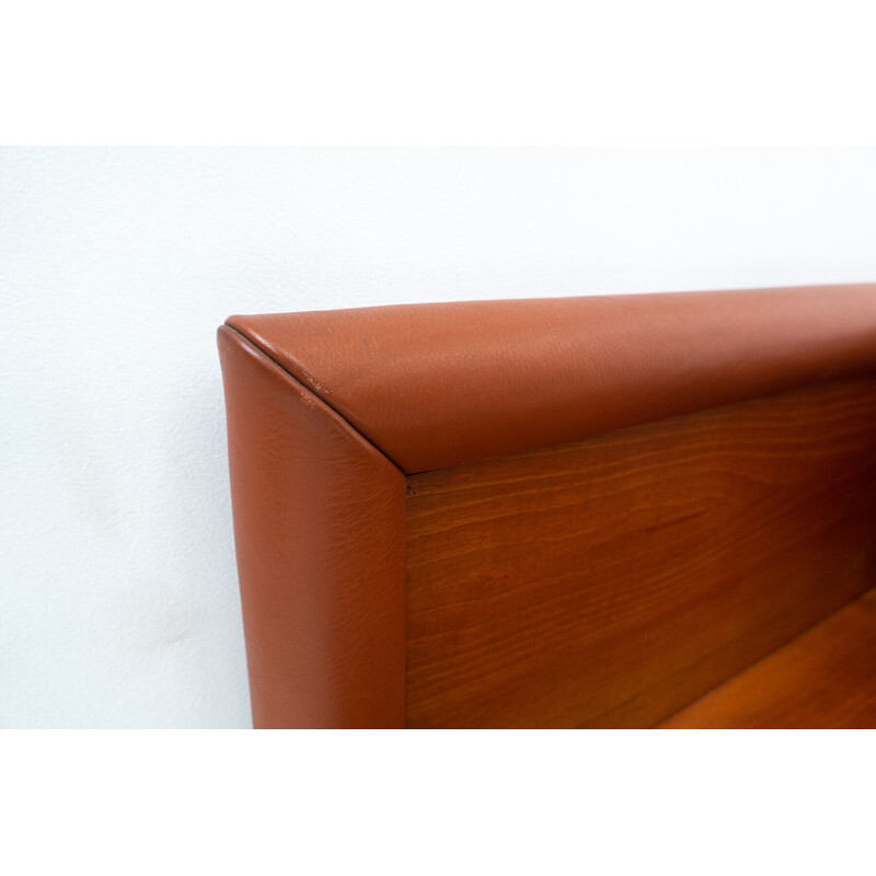 Lit vintage Morna en cuir cognac par Afra & Tobia Scarpa pour Molteni, Italie 1972