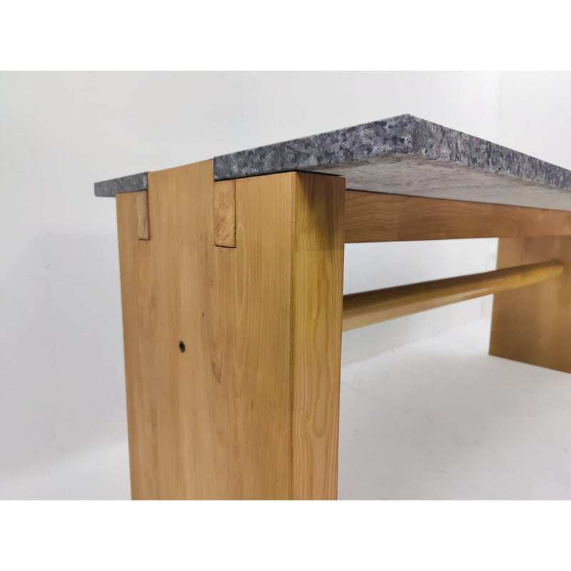 Vintage Valmarana console in ashwood and granite by Carlo Scarpa for Simon, Italy 1972s