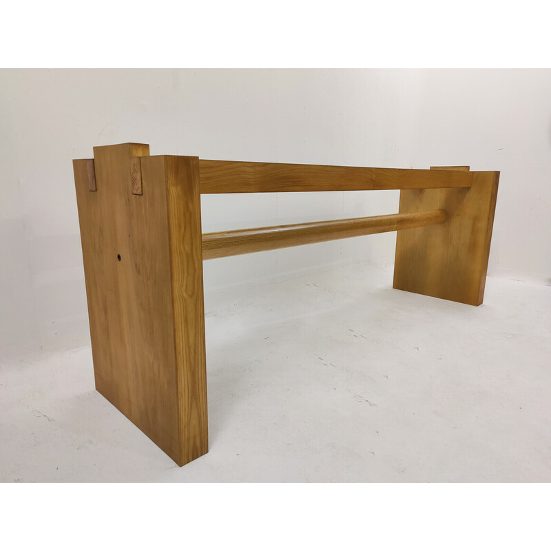 Vintage Valmarana console in essenhout en graniet van Carlo Scarpa voor Simon, Italië jaren 1972