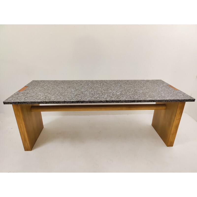 Vintage Valmarana console in ashwood and granite by Carlo Scarpa for Simon, Italy 1972s