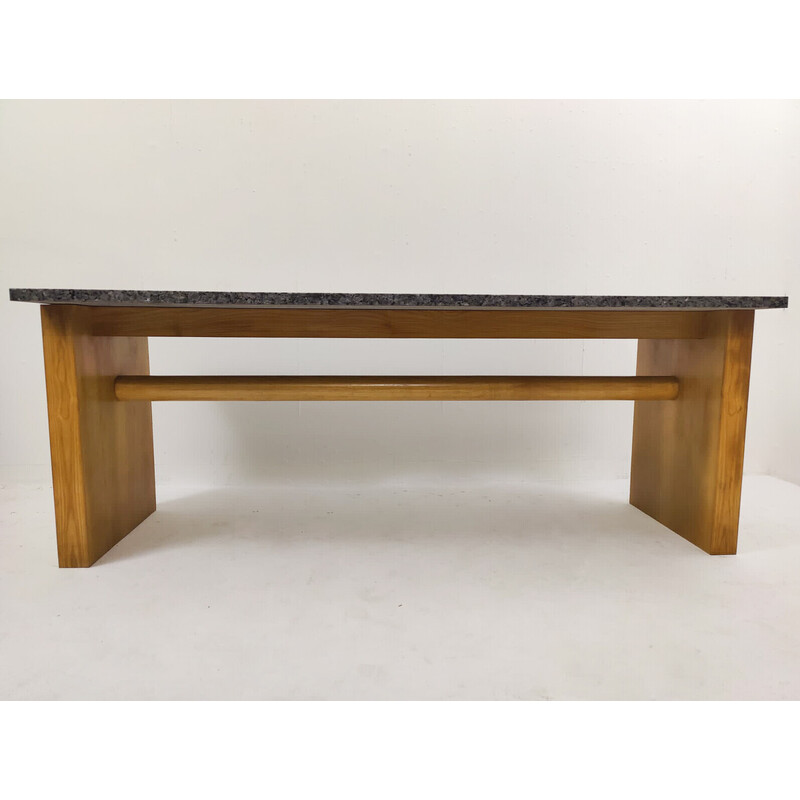 Vintage Valmarana console in essenhout en graniet van Carlo Scarpa voor Simon, Italië jaren 1972