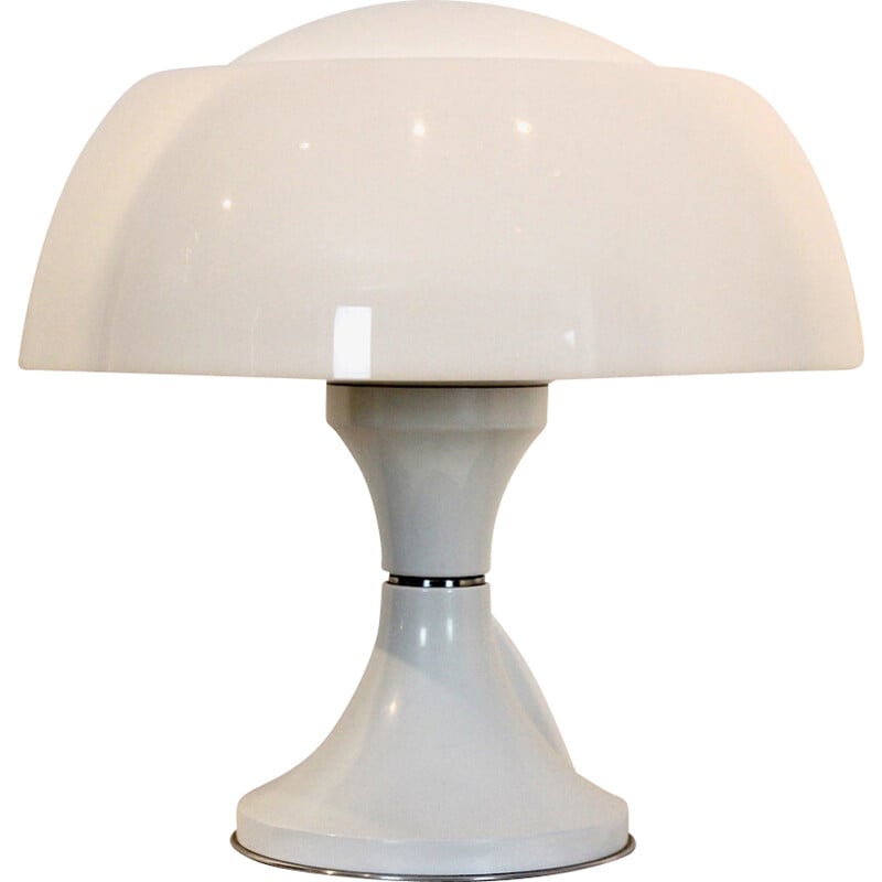 Lampe de table vintage champignon en verre opalin par Gaetano Sciolari pour Valenti, 1968