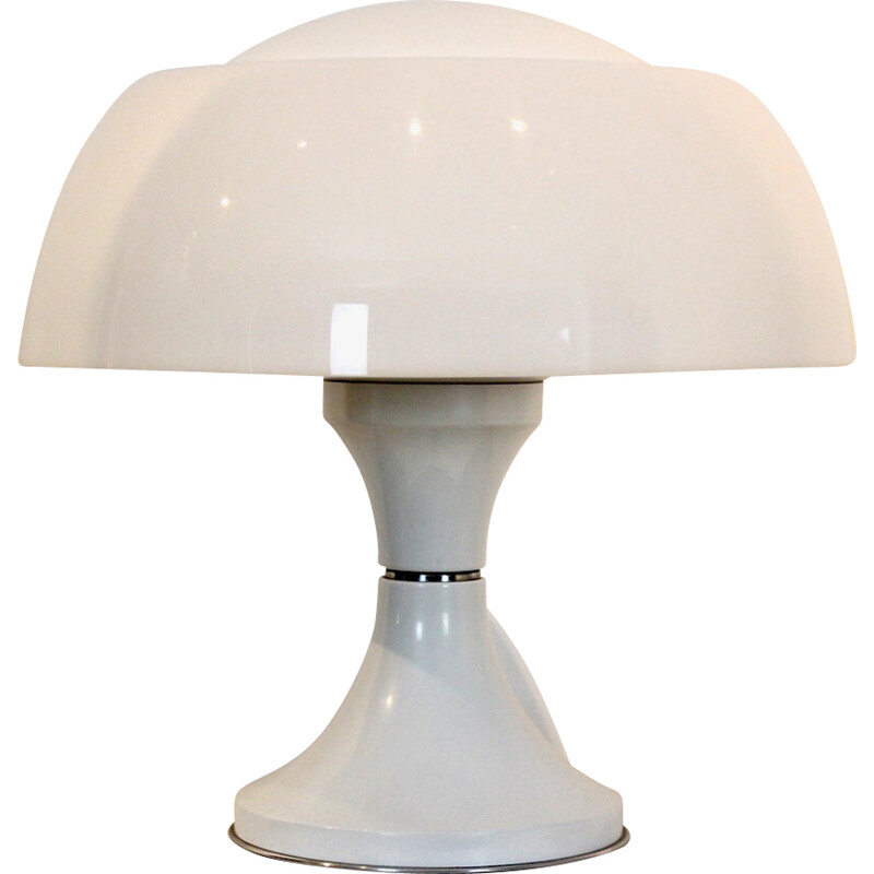 Vintage opal glass mushroom table lamp by Gaetano Sciolari for Valenti, 1968s