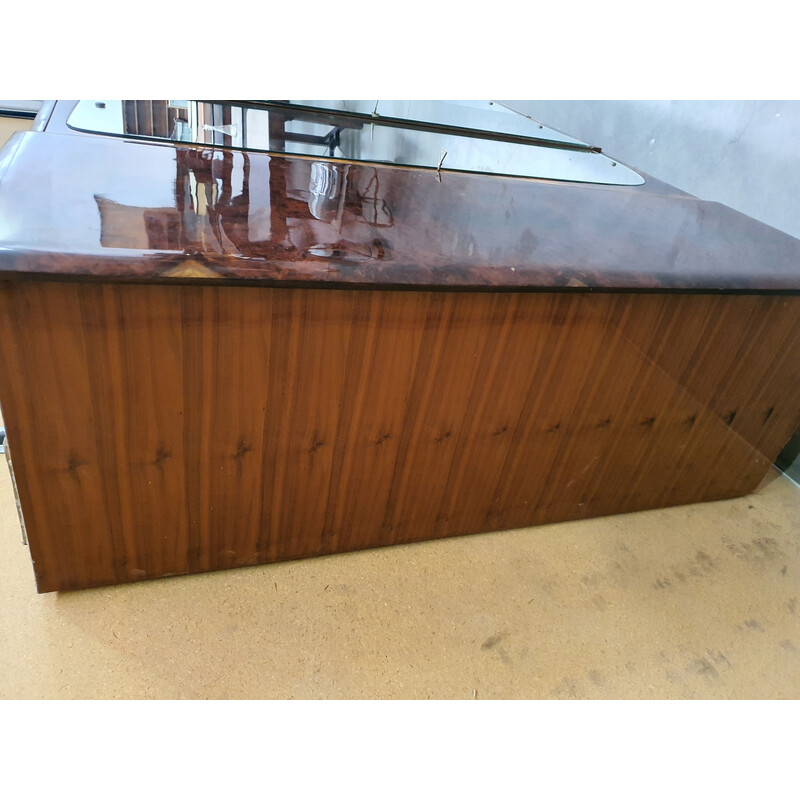 Vintage cabinet in wood, glass and brass, 1950s