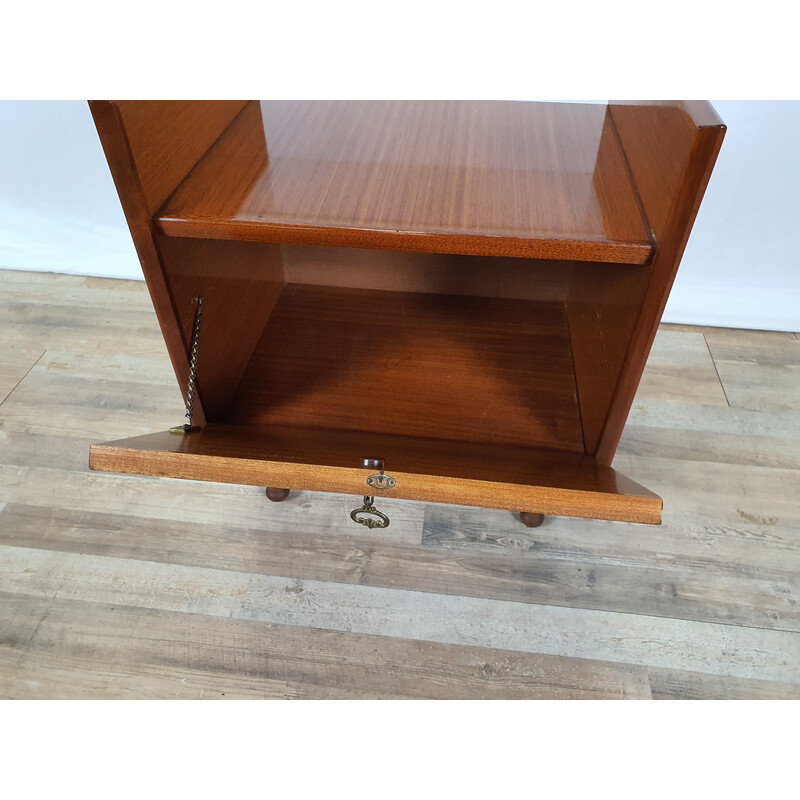 Vintage night stand in wood and glass, 1970s