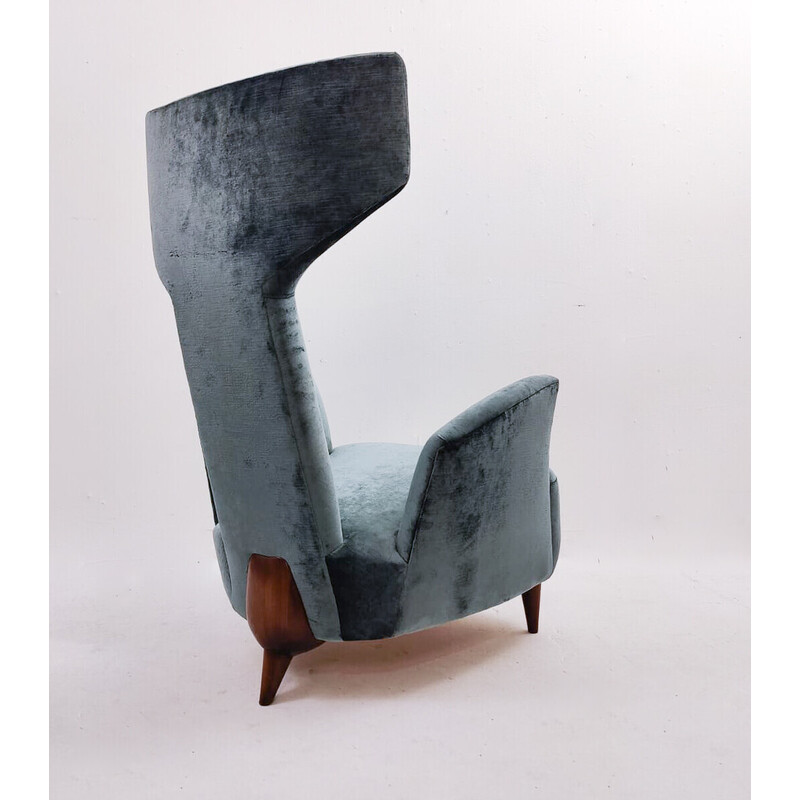 Paar vintage fauteuils in hout en fluweel van Renzo Zavanella Reissue, Italië