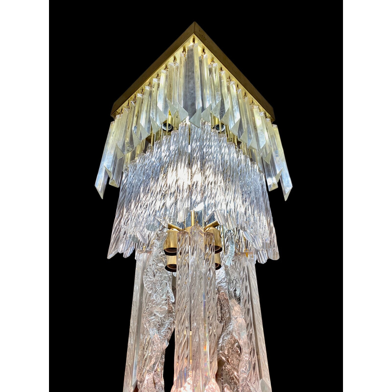 Lámpara vintage de cristal de Murano dorado de Venini, Italia 1970