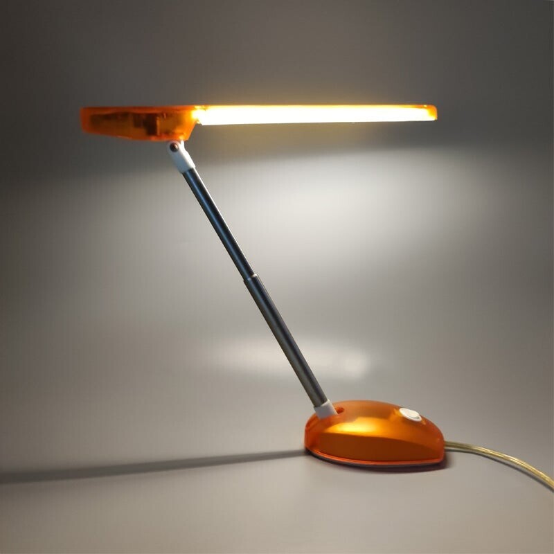 Lampe à poser orange vintage "Microlight" par Ernesto Gismondi pour Artemide, Italie 1990