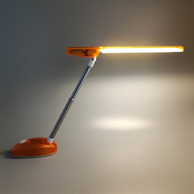 Vintage oranje tafellamp "Microlight" van Ernesto Gismondi voor Artemide, Italië 1990