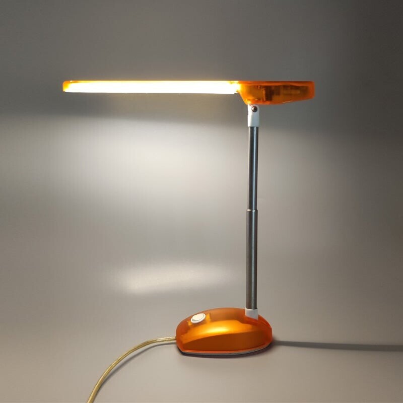 Vintage oranje tafellamp "Microlight" van Ernesto Gismondi voor Artemide, Italië 1990