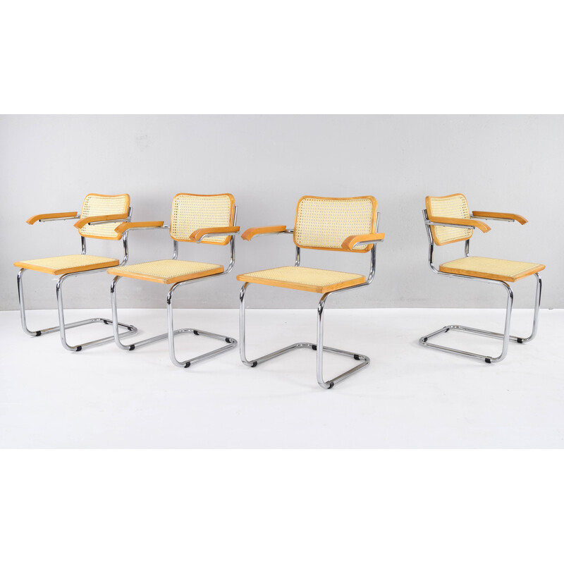 Set of 4 mid-century Italian B64 Cesca chairs by Marcel Breuer, 1970