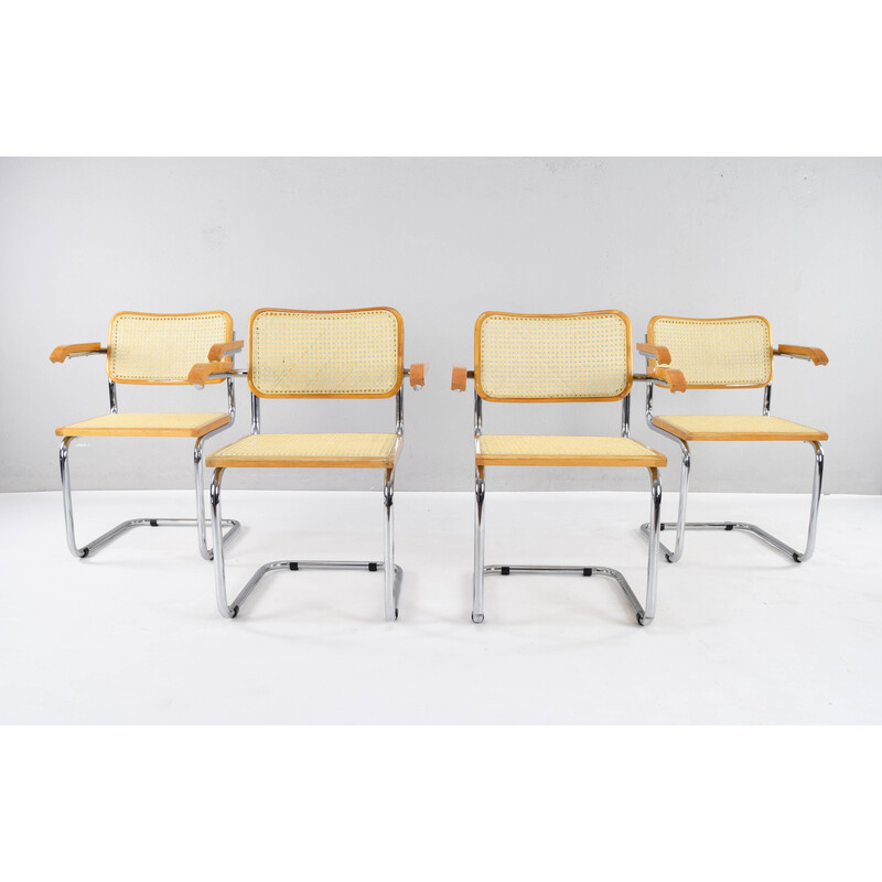 Ensemble de 4 chaises Cesca B64 italiennes vintage par Marcel Breuer, 1970