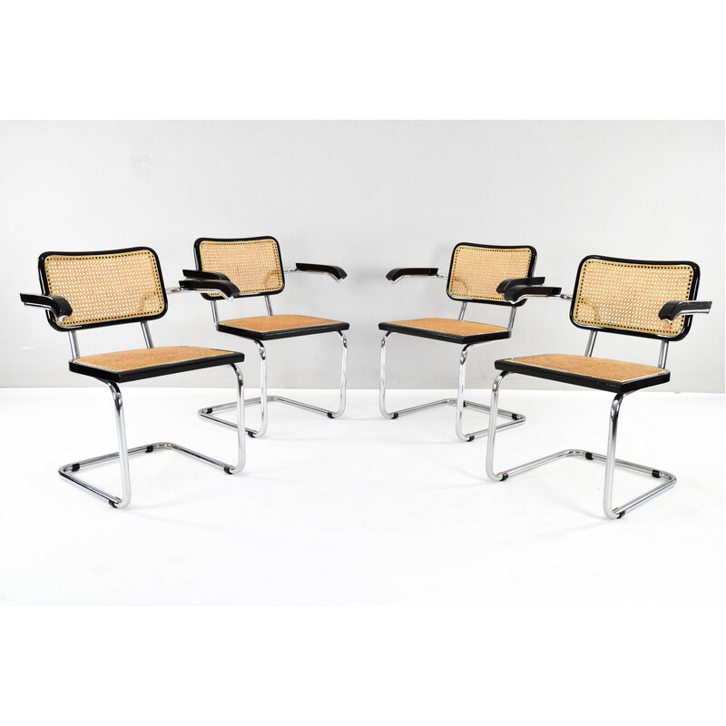 Conjunto de 4 cadeiras italianas B64 Cesca de Marcel Breuer de meados do século 1970