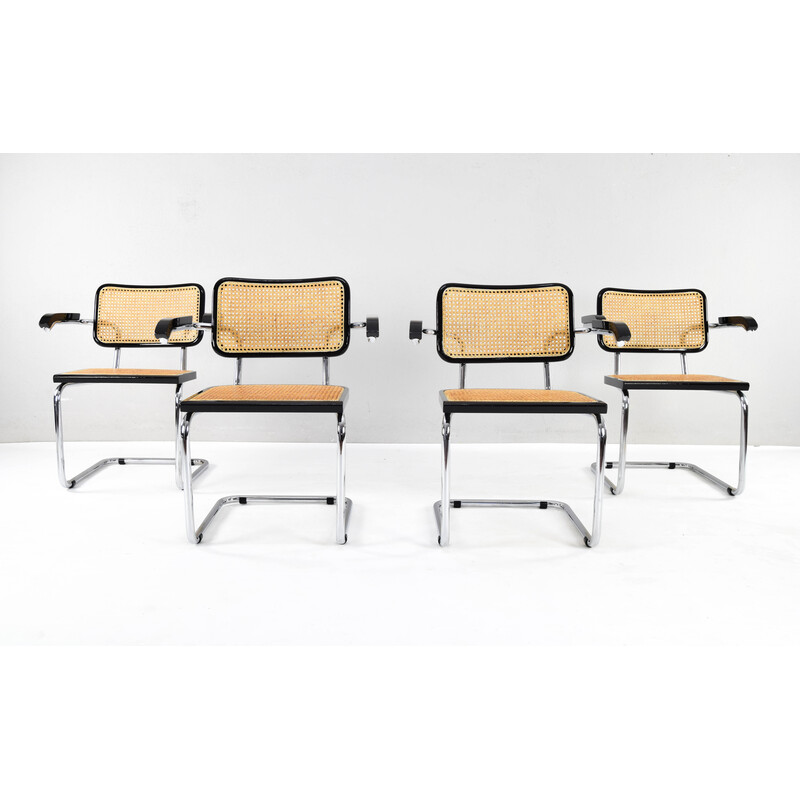 Set of 4 mid-century Italian B64 Cesca chairs by Marcel Breuer, 1970s
