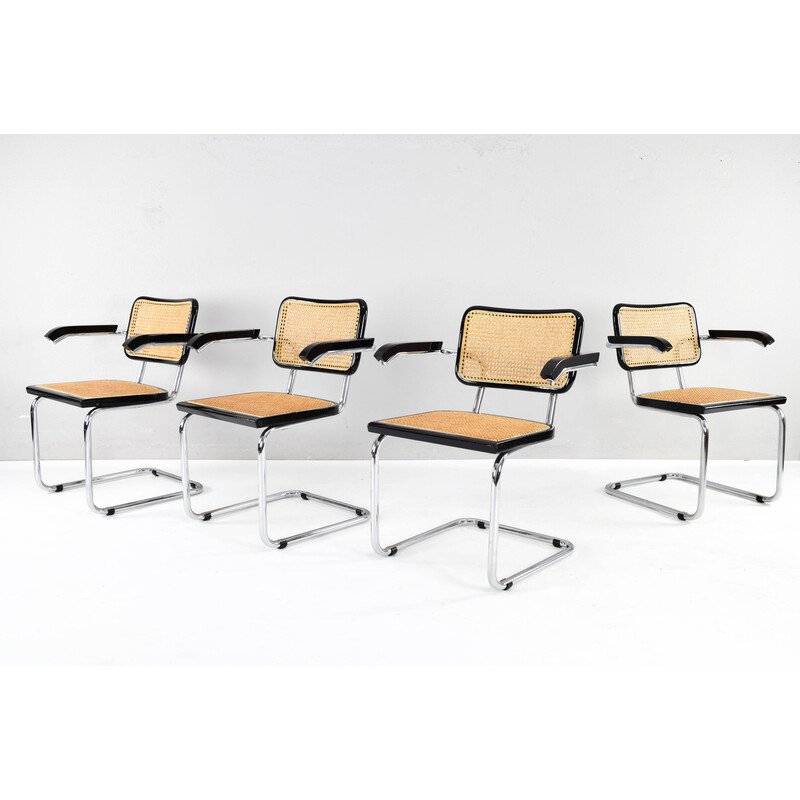Set of 4 mid-century Italian B64 Cesca chairs by Marcel Breuer, 1970s