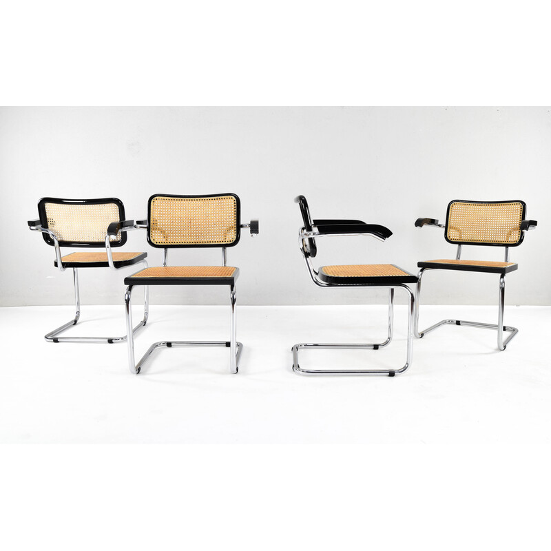 Conjunto de 4 cadeiras italianas B64 Cesca de Marcel Breuer de meados do século 1970